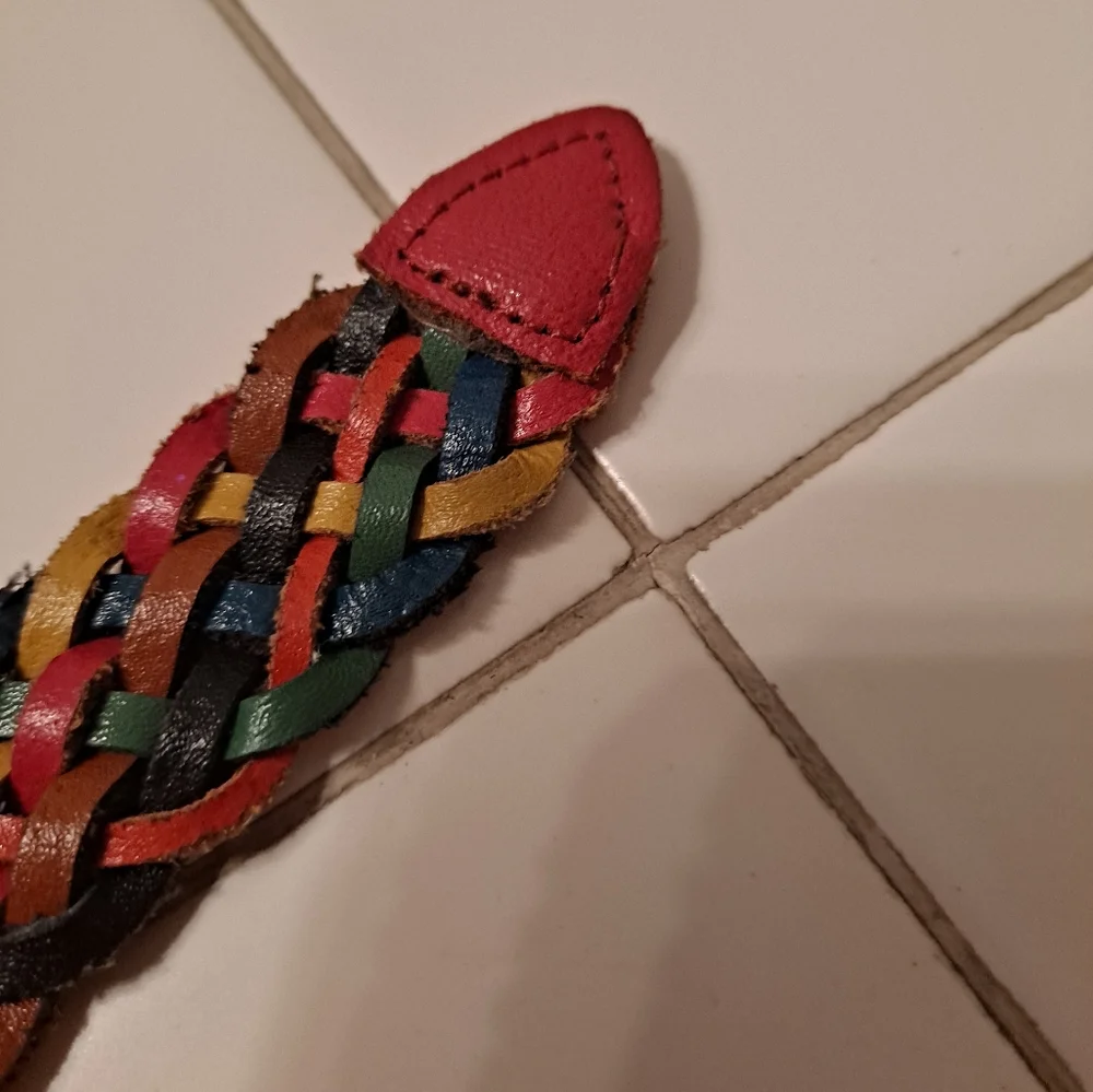 Arizona woven leather belt colorful rainbow gold braided belt size small vintage